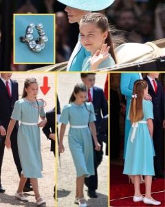 Absolutely Jaw-Dropping!” Princess Charlotte, 10, Captivates Millions in Elegant Teal Dress and Iconic Diamond Brooch Once Owned by the Queen – The Secret Meaning Behind Her Outfit Will Leave You Spee
