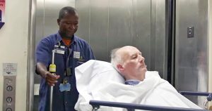 Patient transporter goes viral after singing for patients